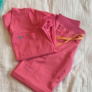 Figs Neon Pink Scrub Set